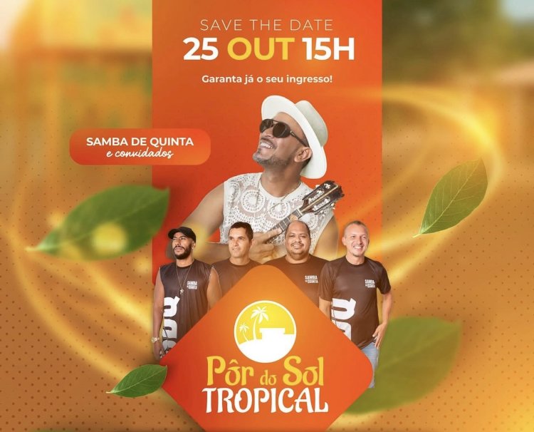 Restaurante Tropical Tempero Baiano promove “Pôr do Sol Tropical” com Samba de Quinta e convidados no próximo sábado (25)